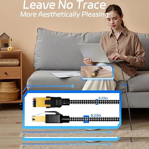 Cat 8 Ethernet Cable 10FT, Nylon Braided High Speed Internet Network Cable - Image 6