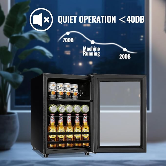1.3 Cu.ft Beverage Refrigerator Drink Mini Fridge Refrigerator for Soda Beer or Cans Personal Beverage Cooler 7 Modes Temp Adjustable Shelves Suit for Home, Office, Dorm - Image 6
