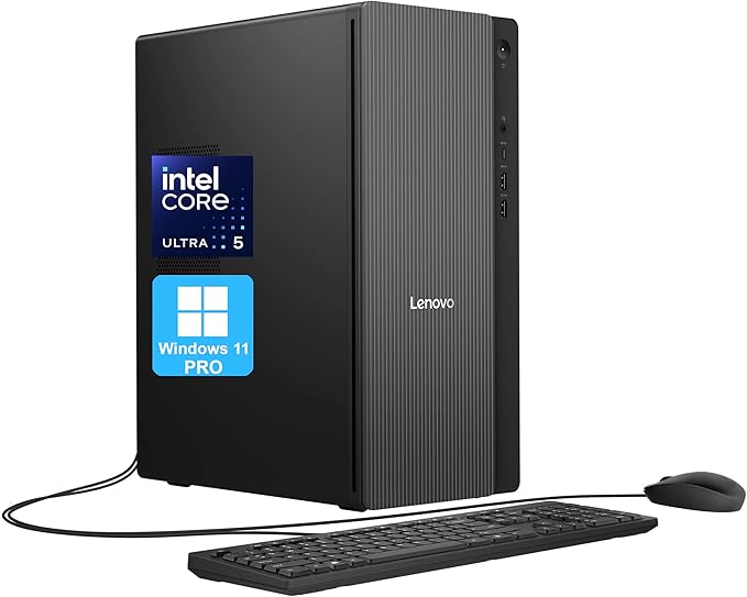 Lenovo IdeaCentre Tower Desktop Computer, 10-core Intel Ultra 5 225 AI PC | 16GB DDR5, 1TB SSD, HDMI + VGA, Wi-Fi 6E, RJ-45, USB-C, Wired Keyboard & Mouse, Windows 11 Home by LENOVO
