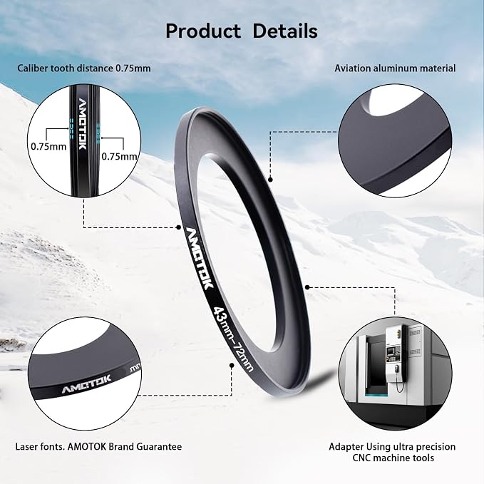 43mm to 72mm Lens adapter/43mm Lens to 72mm Camera Filters Ring Compatible All - Image 3