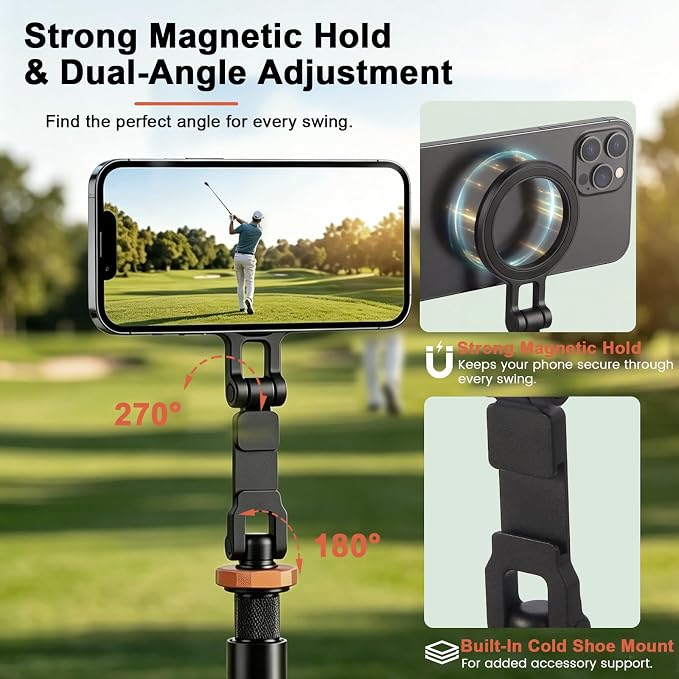 Golf Tripod, Golf Phone Stand for Swing Recording, Magnetic Golf Phone Holder - Image 5