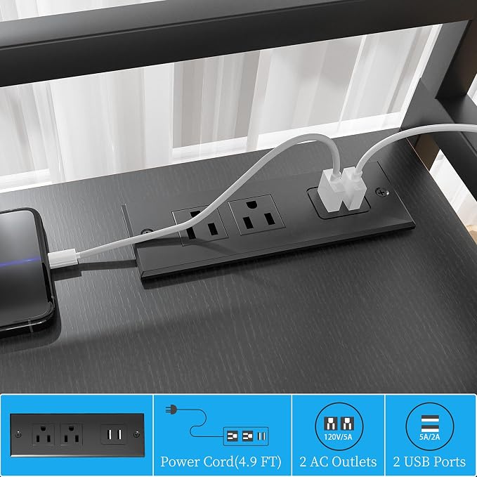 Kepproty 3D Printer Stand with Power Outlet, Rolling Storage Cart w/Filament - Image 3