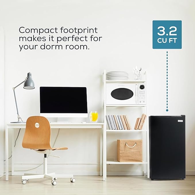 Igloo 3.2 Cu.Ft. Mini Fridge with Freezer - Single Door Compact Refrigerator with Glass Shelves for Homes, Dorms & Offices- Keep Snacks, Drinks & Frozen Foods Cool with Temperature Control Mini Fridge - Image 4