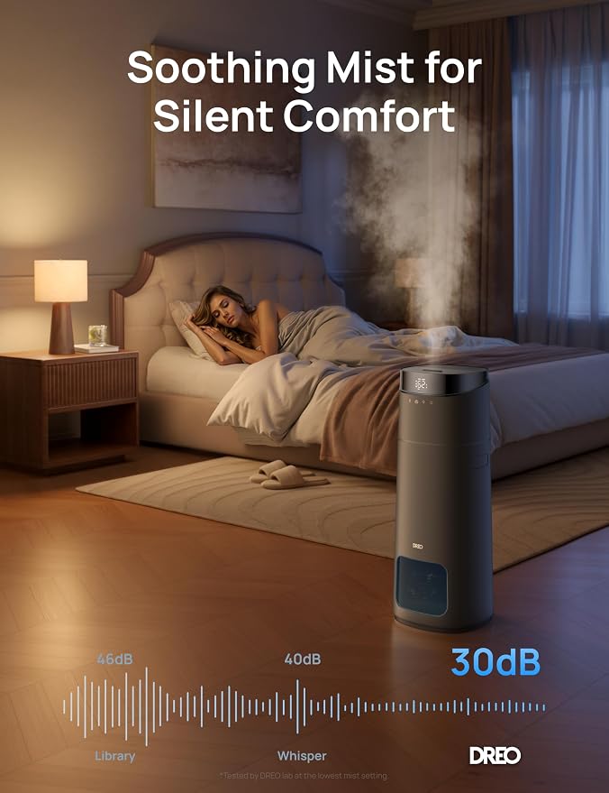 DREO 16L Smart Humidifier Large Room 1000 ft², 130H Cool Mist Air Humidifiers for Bedroom Plants Baby, Top Fill, Remote/Touch/Voice & APP Control, Clean Tank Technology, 30dB, HM755S Grey - Image 6