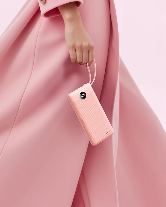 Portable Phone Charger, Slim 10000mAh Travel Essentials Power Bank with Cords Wires, Battery Pack 5 Outputs 2 Inputs LED Display Compatible with iPhone/Android & More (Pink) - Image 8