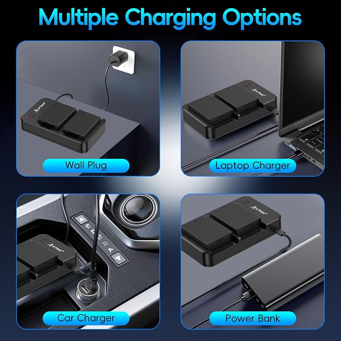 Artman LP-E10 Battery 2-Pack 1600mAh and Rapid Dual LP E10 Battery Charger - Image 5