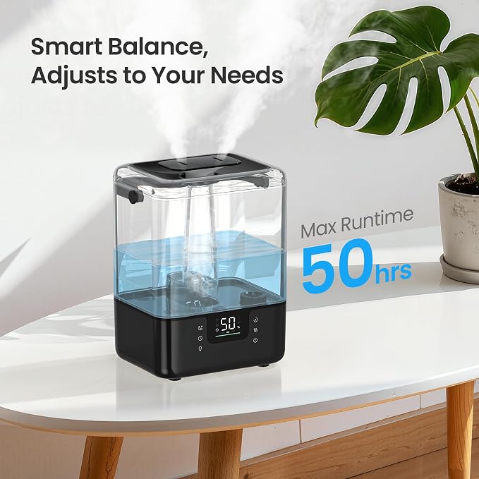 Smart Humidifiers for Bedroom Home, 6L Cool Mist Top Fill Humidifier Large Room with Essential Oil Diffuser, Touch/APP/Voice Control, NightLight Humidifiers for Nursery & Plants (Black, 1Pack) - Image 2