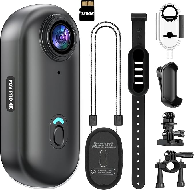 4K Mini WiFi Action Camera 128GB Thumb POV Portable Body Cam Wearable Video by INTEPOLL