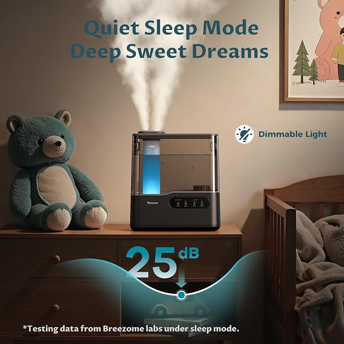 BREEZOME 5L Humidifiers for Bedroom Large Room, 36H Top Fill Cool Mist Humidifier with Essential Oil Tray, 7-Color Mood Light, Timer, Quiet Ultrasonic Humidifier for Home, Baby Nursery, Plants - Image 5