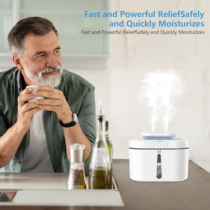 SZO Humidifiers for Bedroom Large Room, 2.5L Dual Nozzle Cool Mist Humidifier for Baby, 16dB Ultra Quiet, Top Fill, Slim Flat Design for Nightstand, Auto Shut-off - Image 6