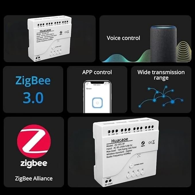Zigbee 4CH AC 85-250V Relay Smart Switch Module, Wireless APP Remote Control - Image 4