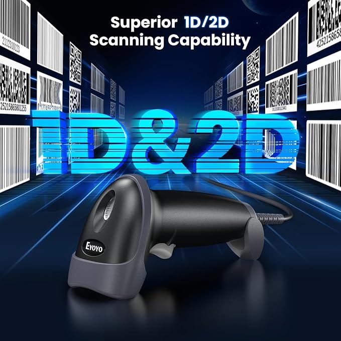 Eyoyo USB 2D Handheld Wired Barcode Scanner, Automatic QR Code Scanner PDF417 - Image 6