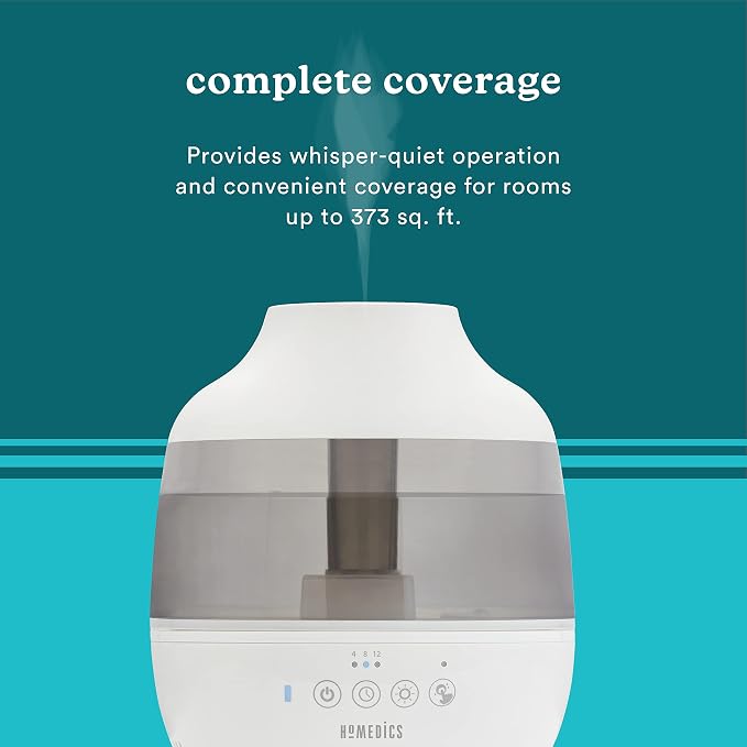 Homedics TotalComfort Humidifier – Large Air Humidifiers for Bedroom, Plants, Office – Cool Mist, Essential Oil Pads and Built-In Timer, 7-Color Night-Light, 2 Mist Settings, White - Image 7