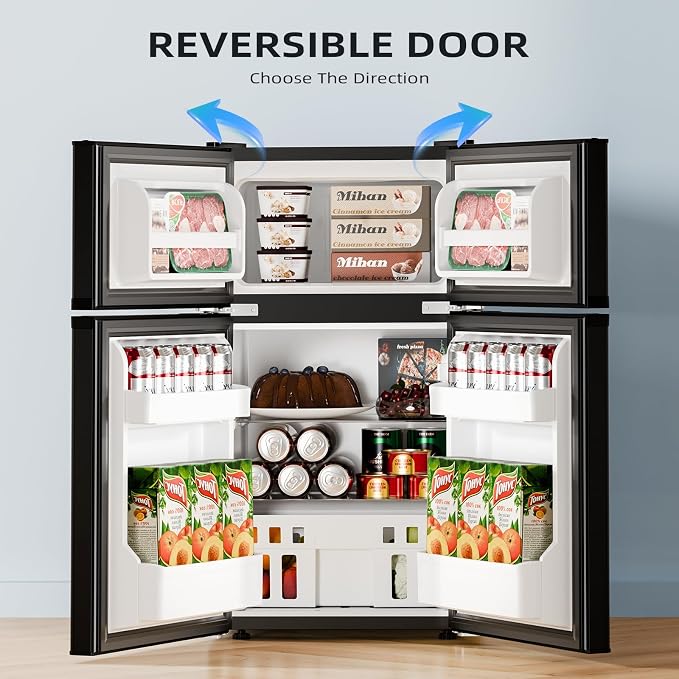Kismile 3.2 Cu.Ft Mini Fridge with Freezer, 2 Door Dorm Refrigerator Black | Adjustable Thermostat, Removable Shelves, Food & Beverage Storage, Dorm Mini Fridge for Bedroom/ Office/ College/ Apartment - Image 4