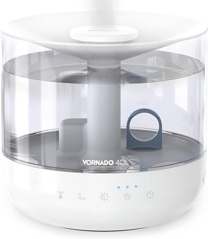 Vornado MISTIC 4 Whole Room Ultrasonic Humidifier, Top-Fill, Aromatherapy, 1-Gallon Tank, 3 Mist Settings, Ambient Lighting, Whisper-Quiet, Included Scent Pads, Air Humidifier for Kids and Home by Vornado