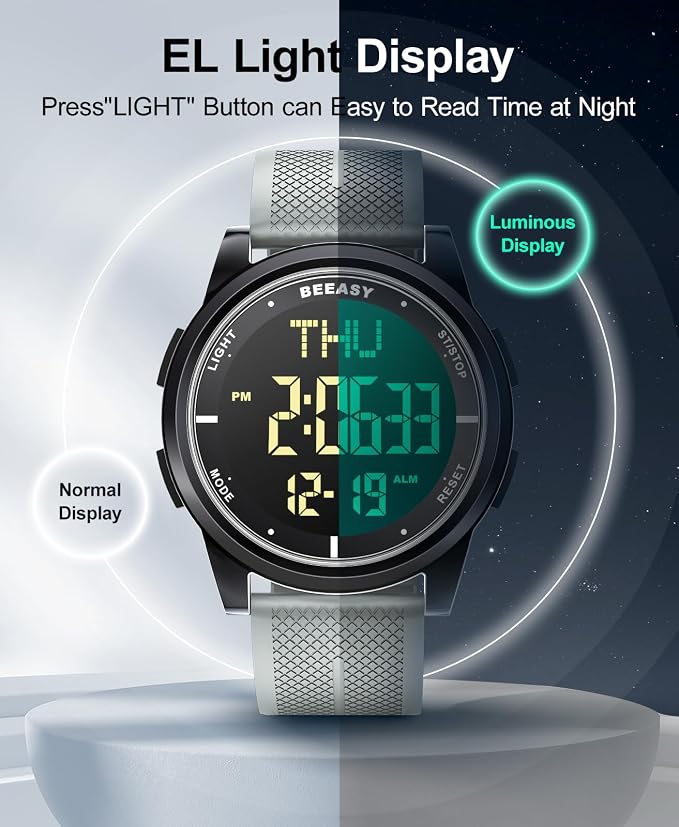 Beeasy Digital Watch for Men Women, 50M Waterproof, Ultra-Thin & Lightweight - Image 5