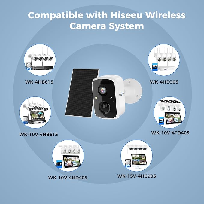 Hiseeu Solar Camera Security Outdoor, 3 Pack 100% Wireless 3K 4MP Surveillance - Image 5