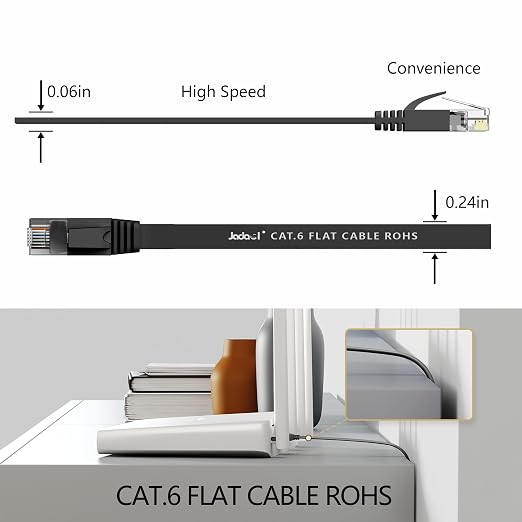 Jadaol Cat 6 Ethernet Cable 50 ft, 10Gbps Support Cat8 Cat7 Network, Flat RJ45 - Image 4