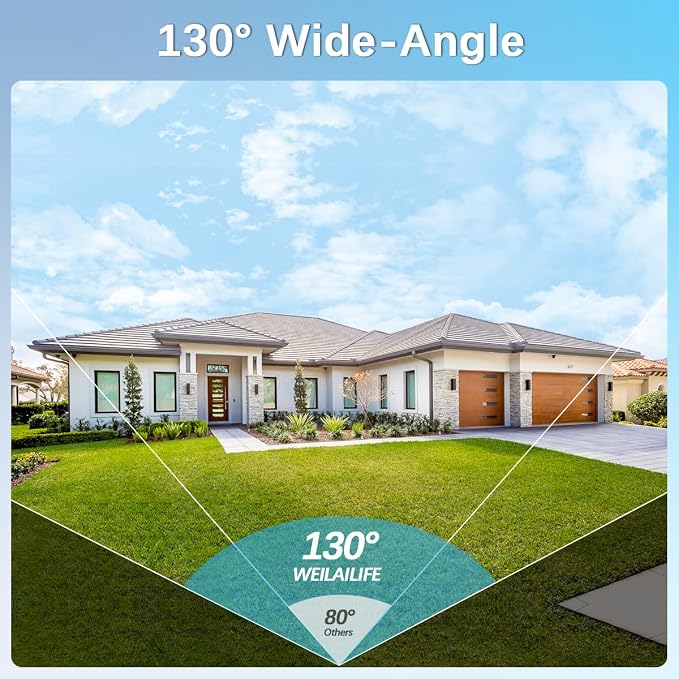 【130° Wide Angle & 90 Days Storage】 Outdoor Wireless Security Camera System - Image 5