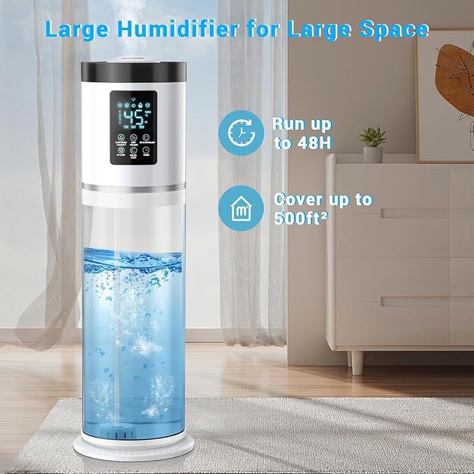 8L/2.1Gal Humidifiers for Bedroom Large Room with Clear Tank, 7-Color Light, 36dB Ultrasonic Cool Mist Humidifiers with Humidistat, Essential Oil Tray Top Fill Humidifier for Home Bedroom Office - Image 5