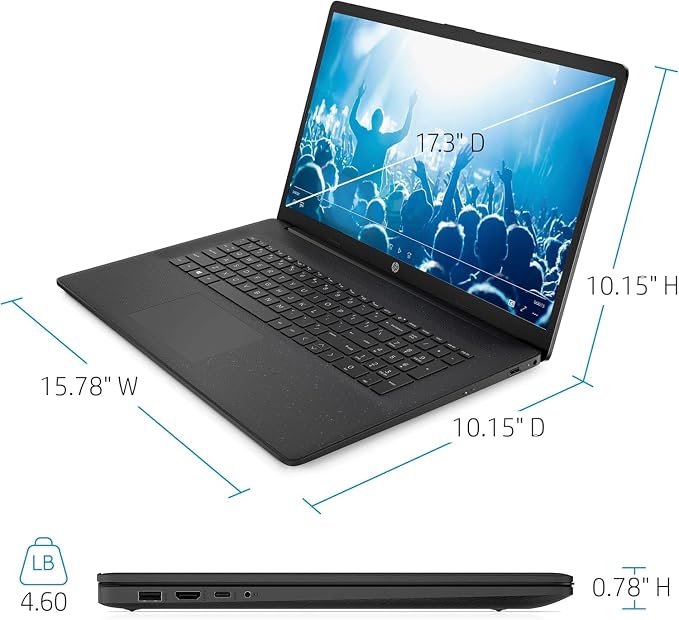 HP 17.3" Business Laptop Computer, 64GB RAM 2TB SSD, 10-Core Intel Core i5 Processor, Intel Xe Graphics, Copilot AI, Windows 11 Pro, Numeric Keypad, PLUSERA Earphones & 8-in-1 Hub Included, Jet Black - Image 7