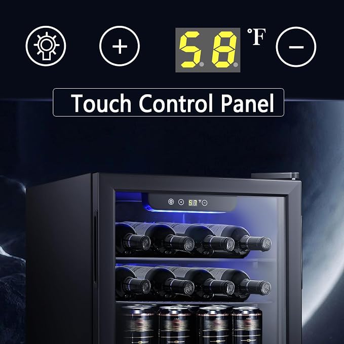 Antarctic Star 2.6cu.ft Wine Cooler/Cabinet Beverage Refrigerator, Small Mini Wine Cellar Fridge, Beer Soda Clear Front Glass Door, Quiet Operation, Adjust Temperature, Freestanding, Black - Image 5