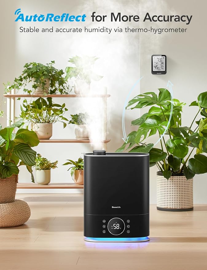 GoveeLife 7L Humidifiers for Bedroom, Smart Top-Fill Cool & Warm Mist Humidifier Large Room, Auto Mode, 70H Quiet Runtime for Baby Plants Nursery, App & Voice Control, RGB Nightlight, Humidity Sensor - Image 5
