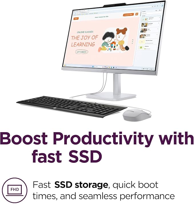 Lenovo IdeaCentre 24 FHD AIO Desktop Computer, 8GB RAM, 512GB PCIe SSD | 2026 for Home and Office, Intel 8-Core Processor(up to 3.8 GHz), WiFi 6, BT 5.2, RJ-45, HDMI & Mouse, Windows 11 - Image 8