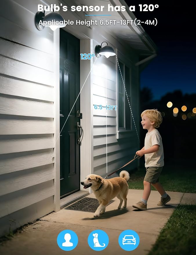 Motion Sensor Light Bulbs Outdoor 4 Packs 13W Security LED Bulb, Indoor E26 - Image 3