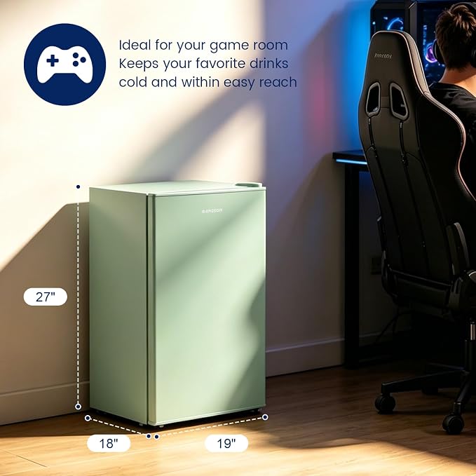 2.6 Cu Ft Small Fridge with Freezer for Office Green | Mini Refrigerator for Dorm Bedroom, Compact Fridge, Energy-efficient, Low Noise - Image 3