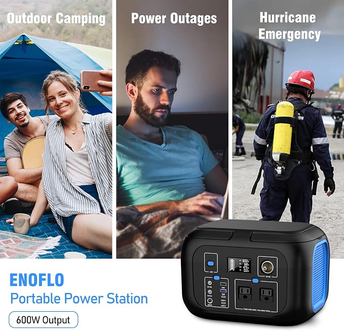 Portable Power Station 600W Power Bank 296Wh Solar Generator Lithium Battery Portable Generator Fast Charging with LED Light Battery Pack 9 Outputs Power Supply for Home Camping Emergency Backup - Image 3