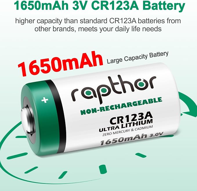 rapthor CR123A 3V Lithium Batteries CR17345 16 Pack 1650mAh High Power 123A 10 - Image 3