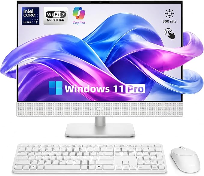 Dell 23.8" All-in-One Desktop Computer, FHD Touchscreen, Intel Core Ultra 7 Series 3 Processor, Copilot+ PC, 32GB DDR5 RAM, 2TB PCIe SSD, Wi-Fi 6E, Bluetooth 5.3, Windows 11 PRO, Wireless KB & Mouse by Dell