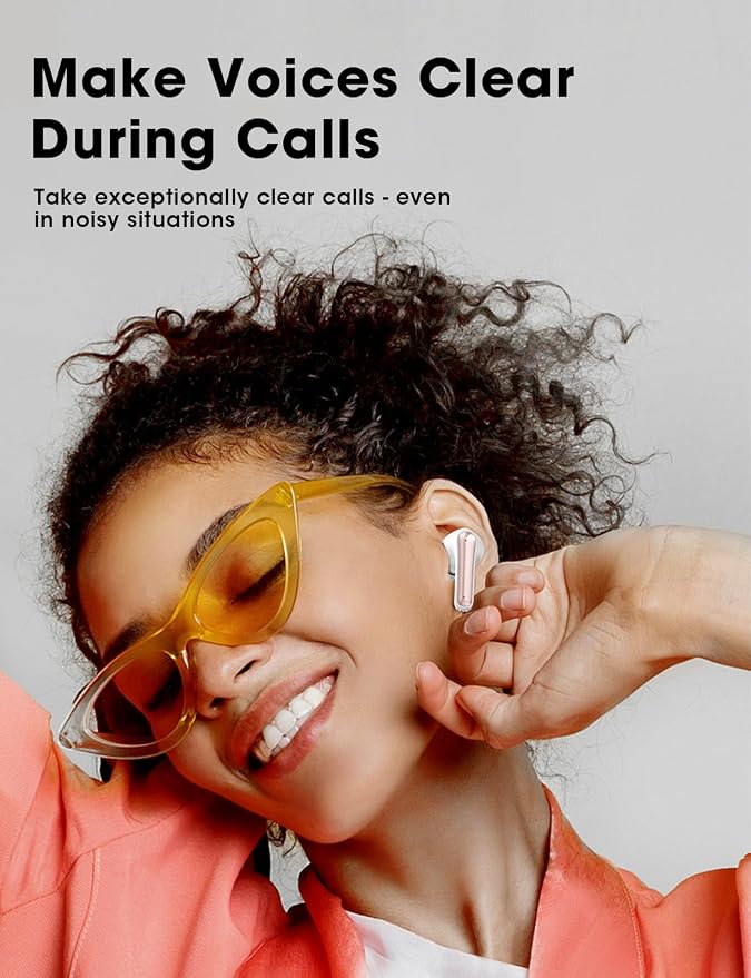 Wireless Earbuds, Hi-Fi Deep Bass Ear Buds, 48H Playtime In-Ear Headphones | 2 Mics for Clear Calls, LED Display, IPX7 Waterproof, Touch Control, Lightweight Bluetooth Earphones for iPhone/TV,RoseGold - Image 5