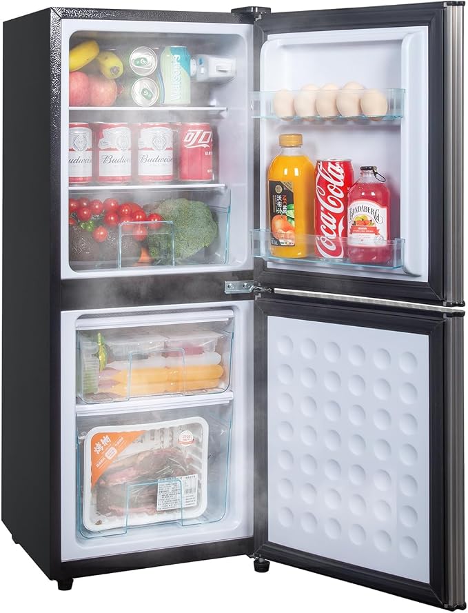 2.9 Cu.Ft Compact Double Door Mini Fridge - Top Freezer & Bottom Refrigerator | Energy Save,7-Level Precision Cooling | Ideal for Dorm, Bedroom, Office & Small Spaces | 7 Level Thermostat, LED Light, Small Fridge with Freezer for Bedroom, Office, Dorm - Image 3