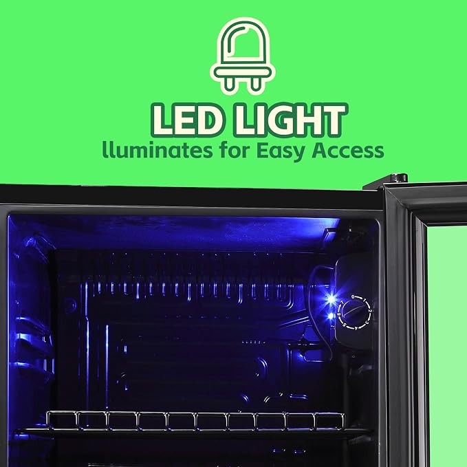 Beverage Refrigerator Cooler 3.5 Cu.Ft 120 Can Small Fridge Black | Large Capacity with Glass Door, LED Light & Adjustable Shelves for Soda Beer Wine, Perfect for Home Bar Office - Image 9