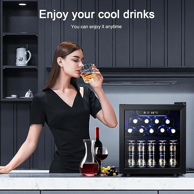 Antarctic Star 12 Bottle 48 Can Beverage Refrigerator Cooler - Mini Fridge Glass Door for Beer Soda Drinks or Wine,Freestanding Beverage Fridge for Home and Bar with Adjustable Shelving, 1.3 Cu. Ft. - Image 7