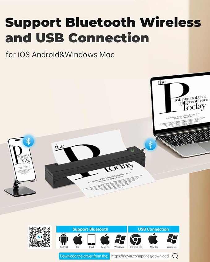 Portable Printer Wireless for Travel, D80 Thermal Printer, Inkless Printers - Image 2