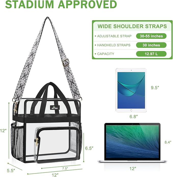 MAY TREE Clear Bag for Stadium Events, Transparent Bag for Concert Sports Gym - Image 3