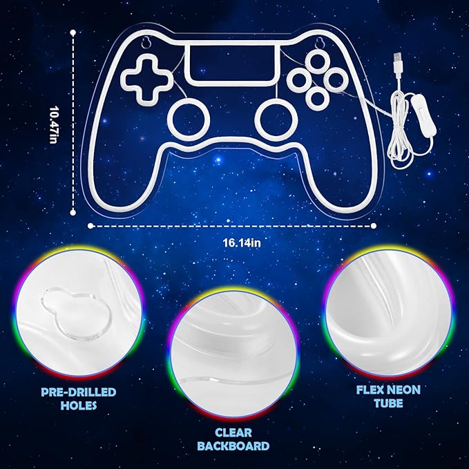 Kavaas Gamer Neon Sign, Game Controller LED Sign - Image 3