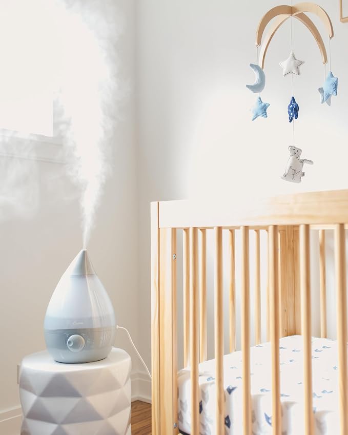Crane Ultrasonic Teardrop Cool Mist Humidifier, Large 1 Gal Tank, Automatic Shut-Off, Baby Humidifiers for Nursery and Bedroom, Grey - Image 7