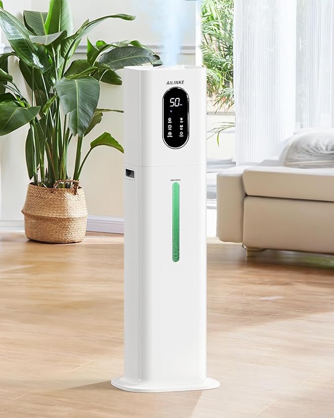Humidifier Large Room Bedroom with Night Light, 2.1Gal(8L) Humidifiers for Home with Essential Oil Diffuser, Top Fill Whole House Cool Mist Humidifiers for Plants Baby Kids Adults(White) by IndoorExpertAirImprovement
