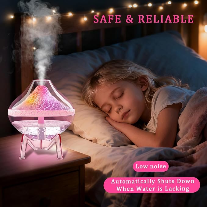 Humidifiers for Bedroom Cool Mist Ultrasonic Small Humidifier with Humidity Sensor Auto Shut Off LED Colorful Gradient Light Mini Humidifier For Plants,Bedroom,Baby Room,Office, Home（Pink) - Image 6