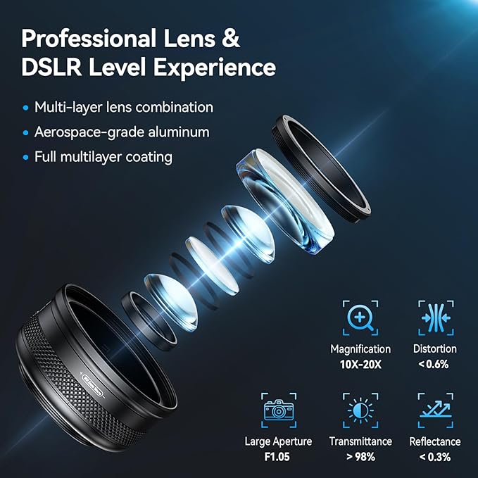 APEXEL 10-20X Macro Lens for iPhone & Android Phones | HD Photography Lens Kit - Image 2