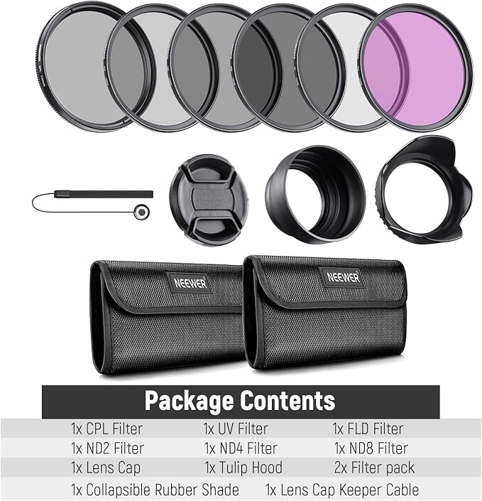 Neewer 72mm ND Lens Filter Kit: UV, Lens Hood and Lens Cap Compatible - Image 9