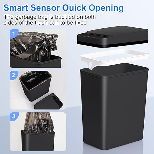 Anborry Bathroom Automatic Trash Can 3 Pack 2.2 Gallon Motion Sensor Touchless - Image 6