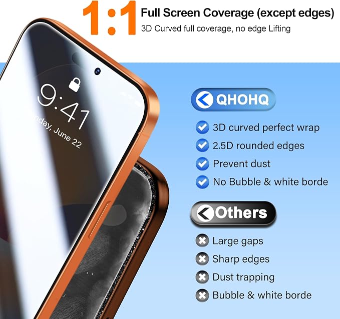 QHOHQ 3 Pack Privacy Screen Protector - Image 6