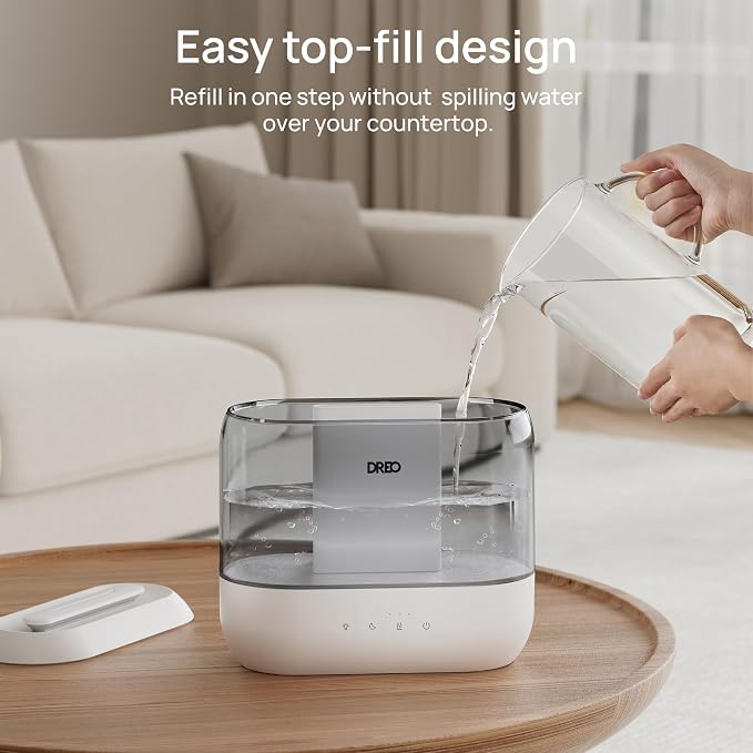 Dreo Humidifiers for Bedroom, 4L Top Fill for Large Room, 36H Runtime, 28 dB Quiet Supersized Cool Mist Air Humidifier for Baby Nursery, Plants, Indoor, Night Light, Easy to Clean & Fill, Gray - Image 6