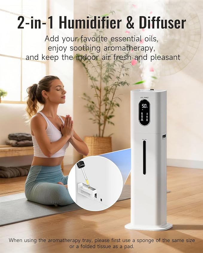 Humidifier Large Room Bedroom with Night Light, 2.1Gal(8L) Humidifiers for Home with Essential Oil Diffuser, Top Fill Whole House Cool Mist Humidifiers for Plants Baby Kids Adults(White) - Image 6