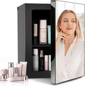24 Can Mini Fridge with Mirror, 0.9 Cu.Ft Compact Beverage Quiet | 7-Temperature Control Cooler for Soda, Beer, Wine & Beauty Products, Small Refrigerator for Bedroom, Dorm, Office by Unknown